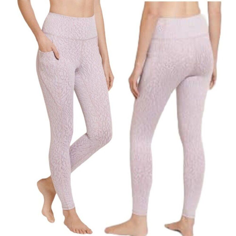 Jockey essentials women’s Jacquard Bloom Leggings Side Pockets pink activewear